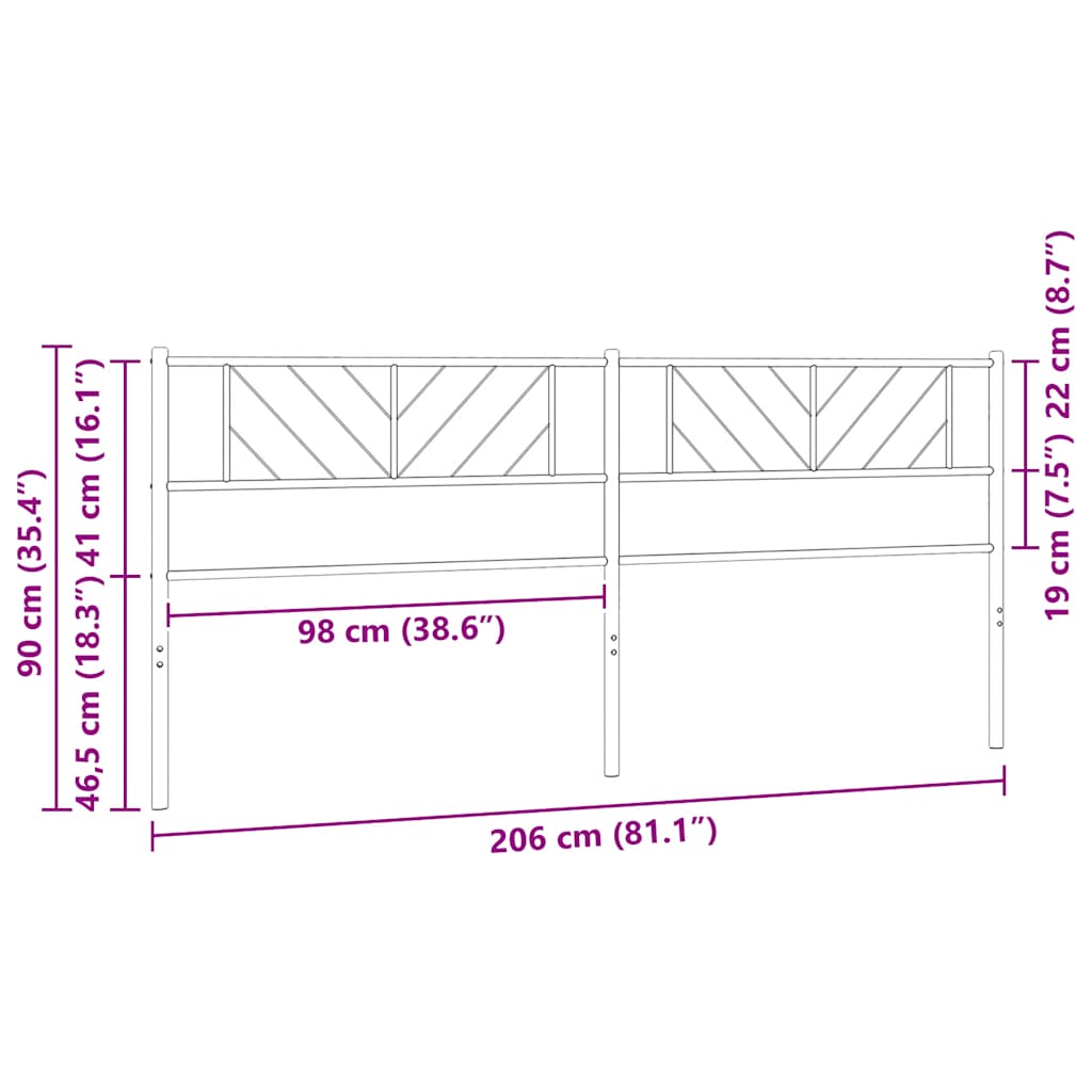 Ersatz-Kopfteil Metall Schwarz 200 cm