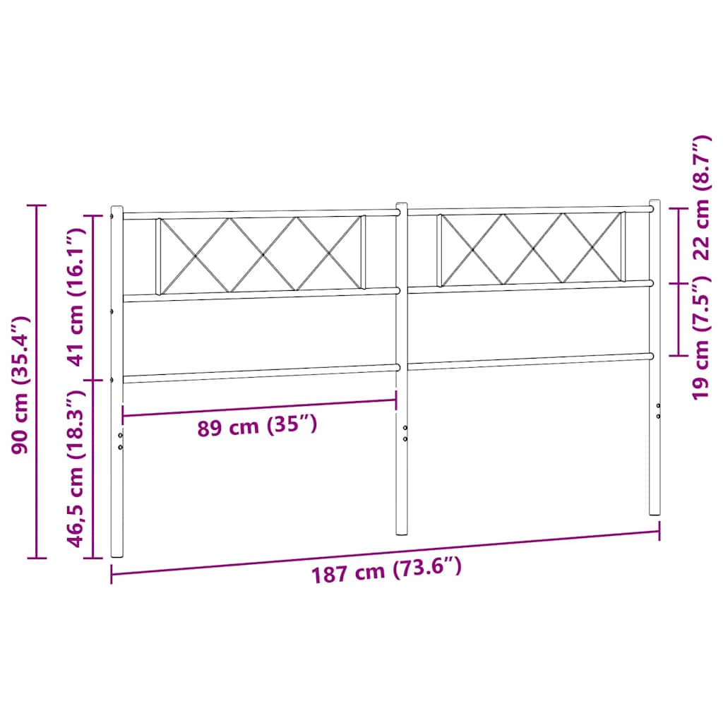 vidaXL Ersatz-Kopfteil Metall Schwarz 180 cm