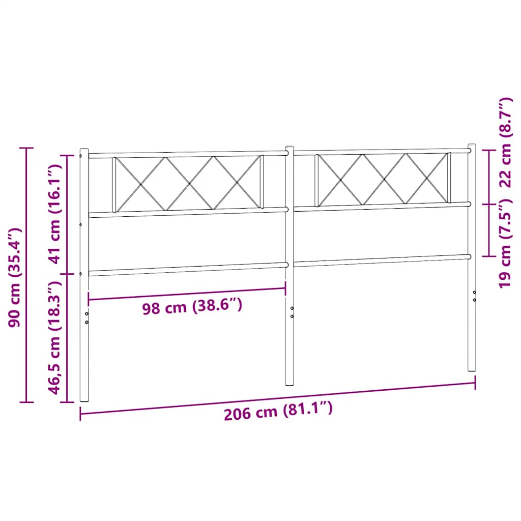 vidaXL Ersatz-Kopfteil Metall Schwarz 200 cm