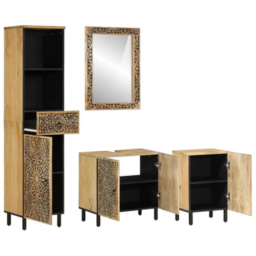 vidaXL 4-tlg. Badmöbel-Set Massivholz Mango