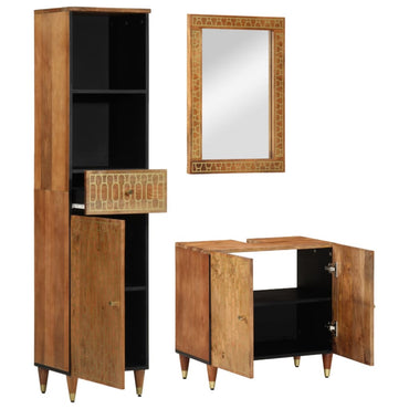 vidaXL 3-tlg. Badmöbel-Set Massivholz Mango