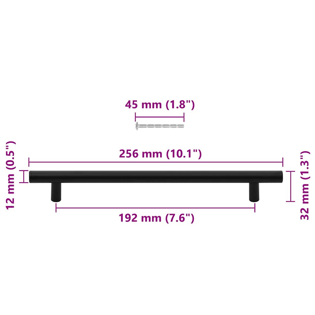 Möbelgriffe 5 Stk. Schwarz 192 mm Edelstahl
