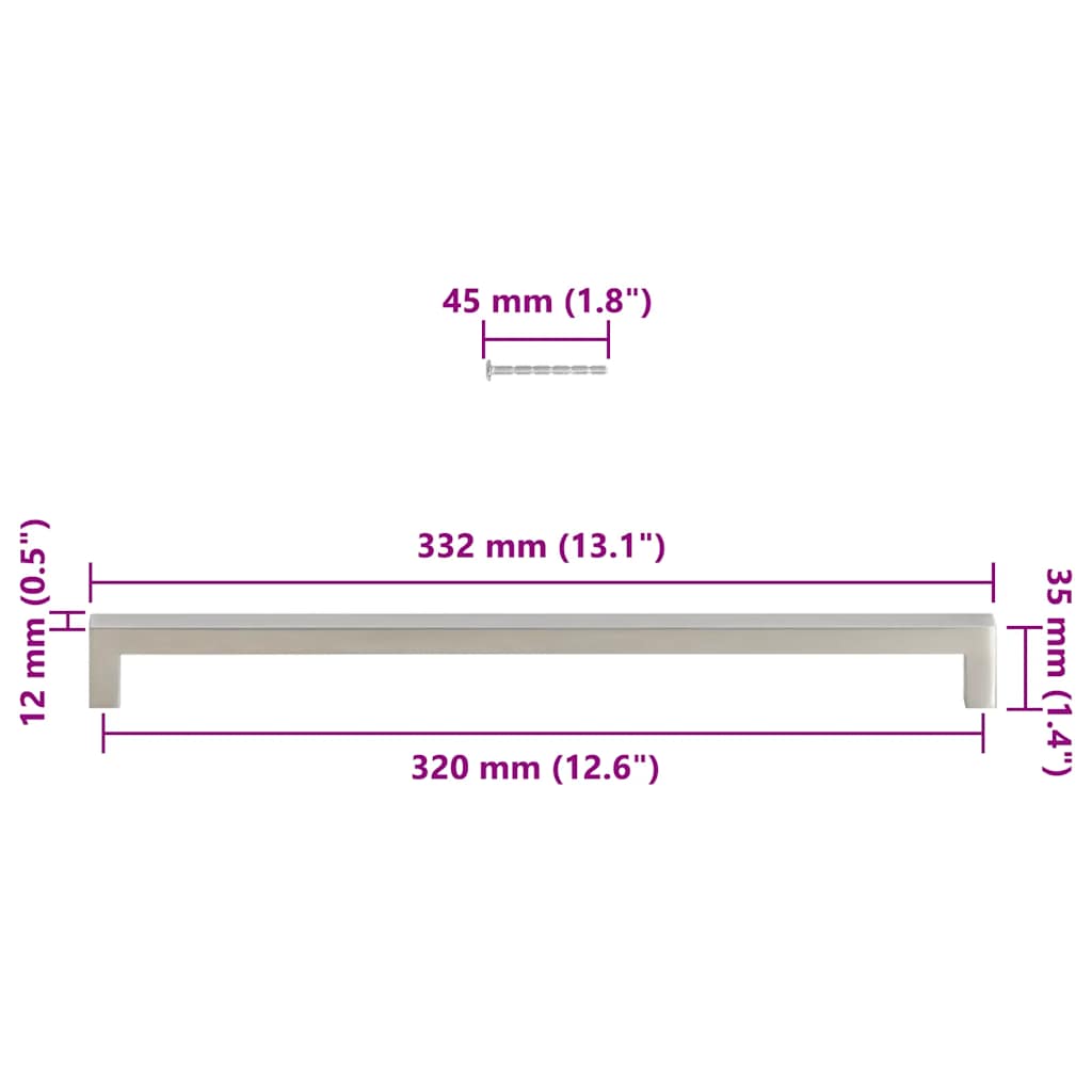 Möbelgriffe 5 Stk. Silbern 320 mm Edelstahl
