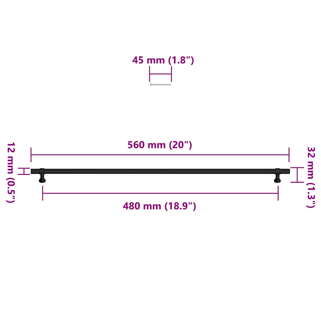 Möbelgriffe 5 Stk. Schwarz 480 mm Edelstahl