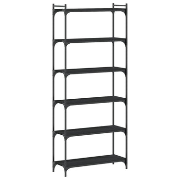 vidaXL Bücherregal 6 Böden Schwarz 80x30x188 cm Holzwerkstoff