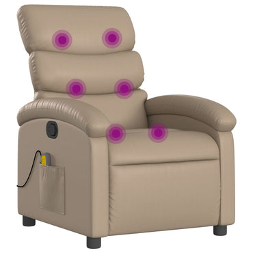 vidaXL Fauteuil de massage marron cappuccino en similicuir