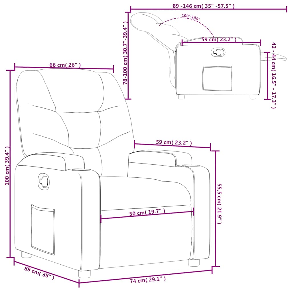 vidaXL Relaxsessel Schwarz Stoff