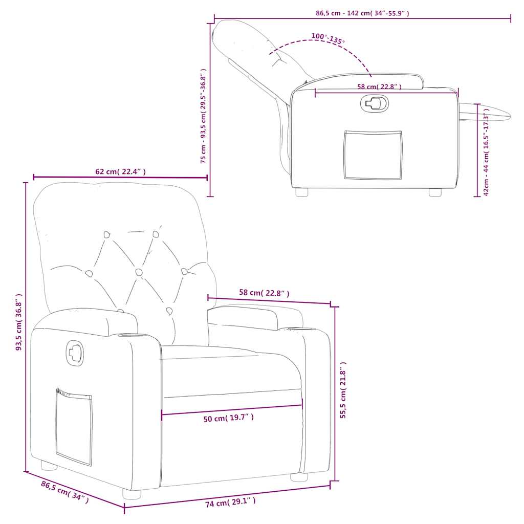 Relaxsessel Braun Stoff