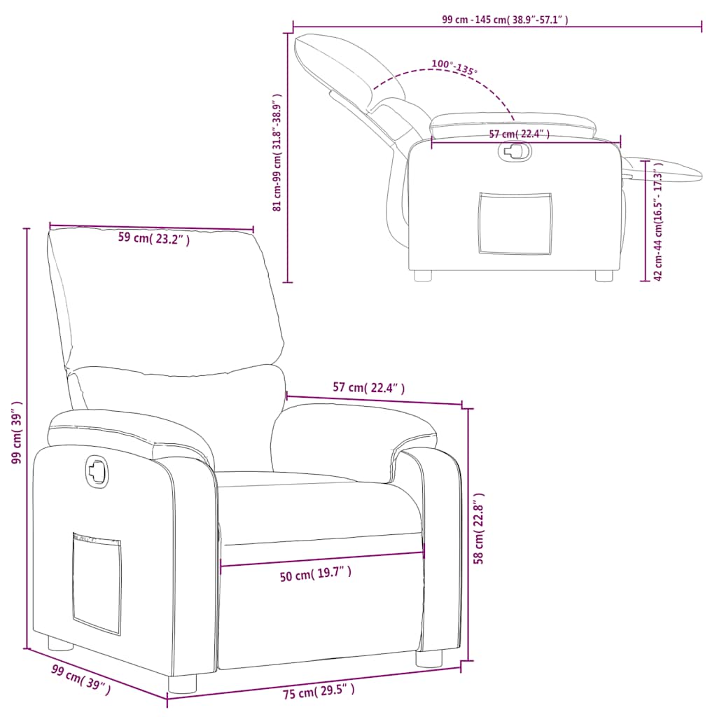 vidaXL Relaxsessel Taupe Stoff