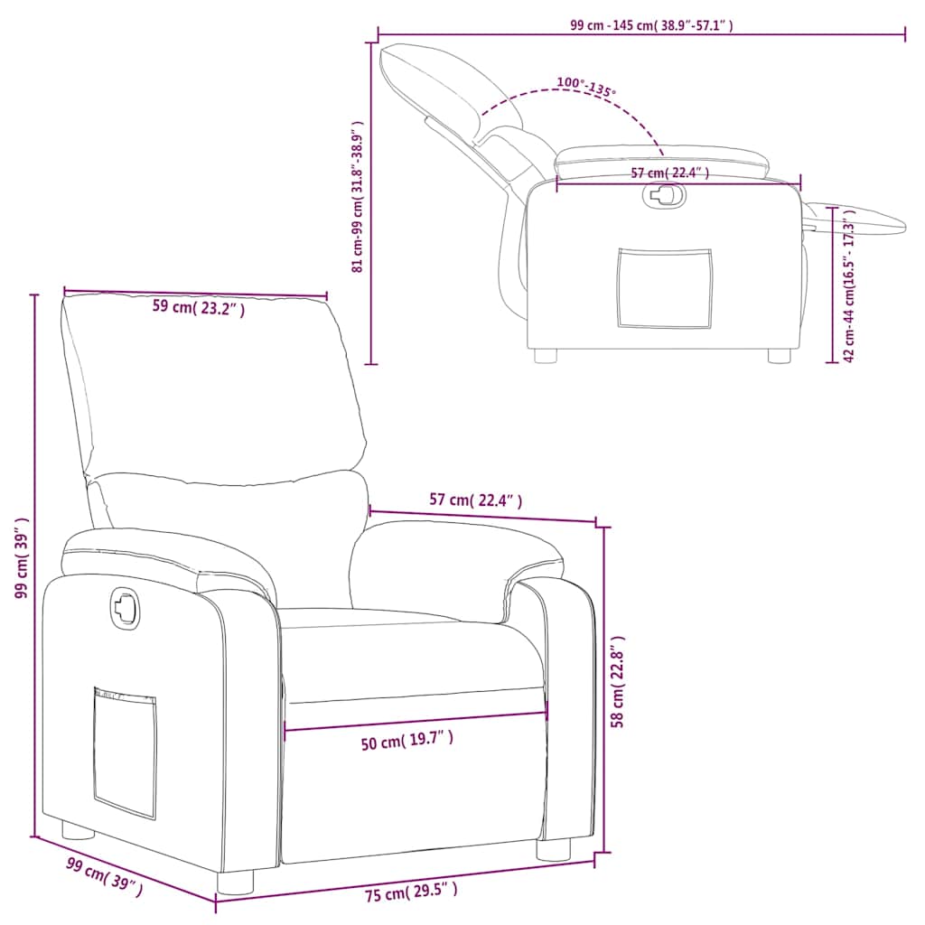 vidaXL Fauteuil relax rouge en similicuir