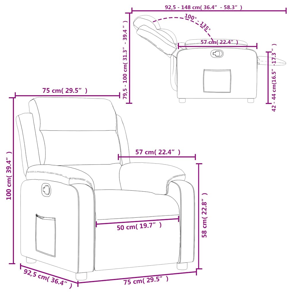 vidaXL Relaxsessel Taupe Stoff
