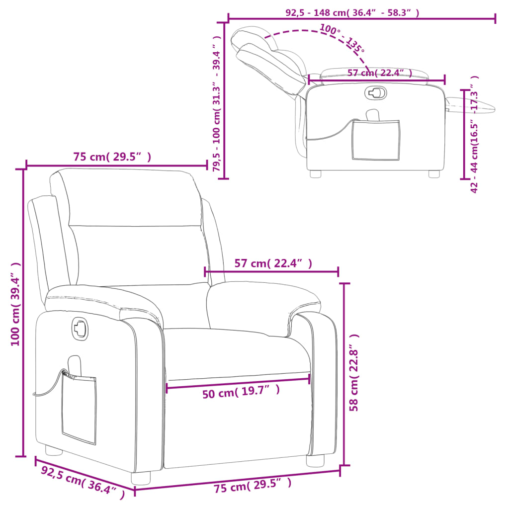vidaXL Fauteuil de massage marron cappuccino en similicuir