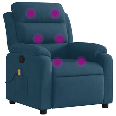 vidaXL Massagesessel Blau Samt