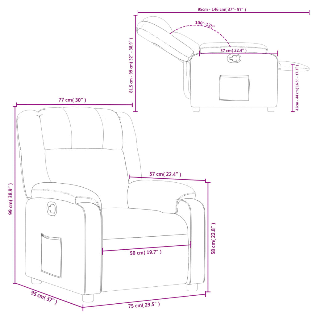 vidaXL Fauteuil relax rouge en similicuir
