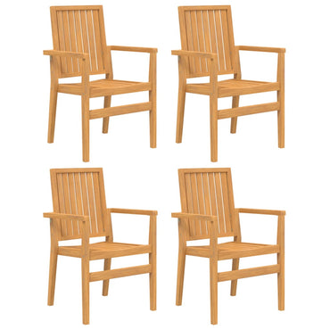 vidaXL Gartenstühle 4 Stk. Stapelbar 56,5x57,5x91 cm Massivholz Teak