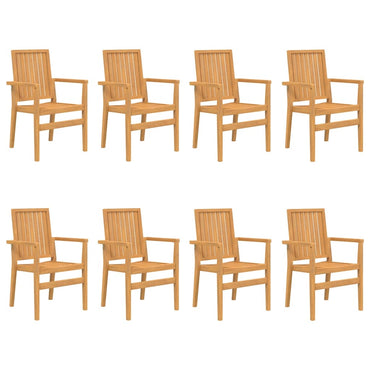vidaXL Gartenstühle 8 Stk. Stapelbar 56,5x57,5x91 cm Massivholz Teak