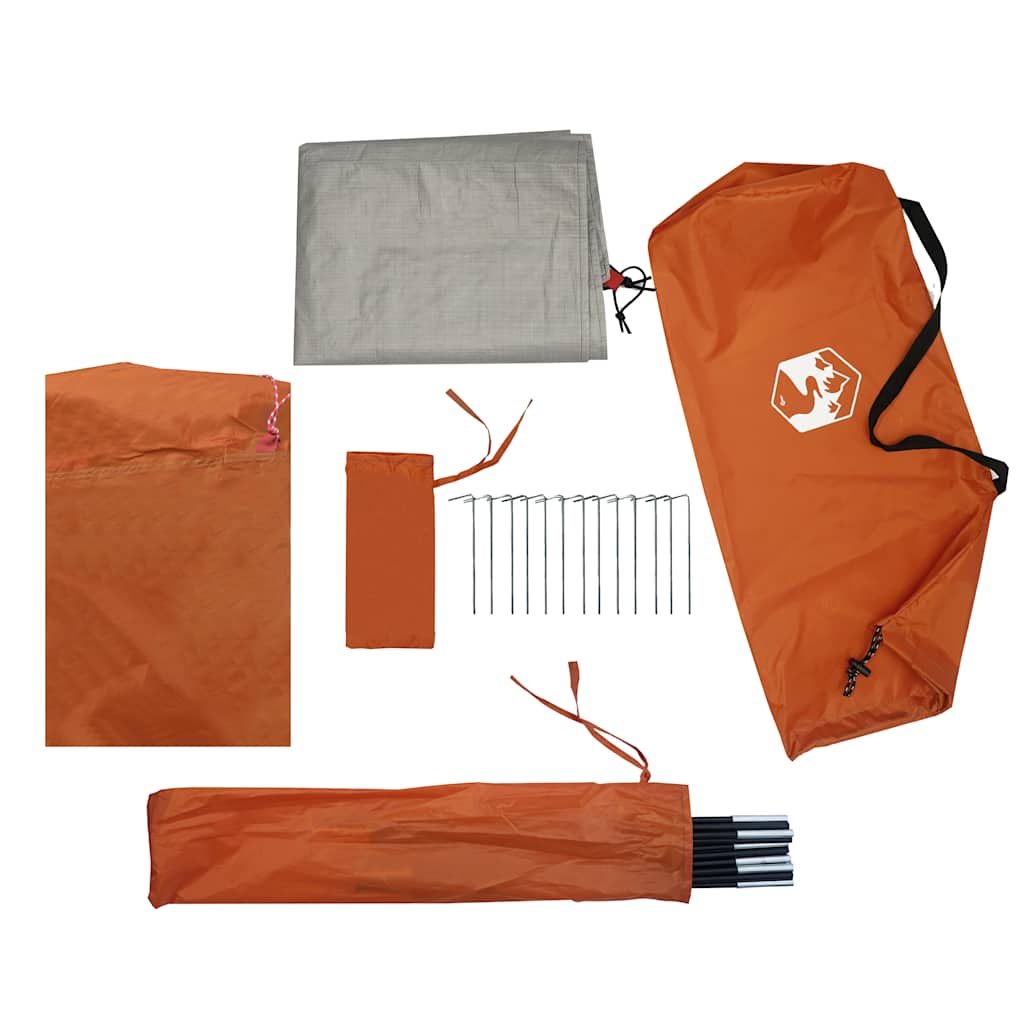vidaXL Kuppel-Campingzelt 2 Personen Grau und Orange Wasserdicht