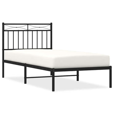 vidaXL Cadre de lit avec tête de lit en métal Noir 90x200 cm