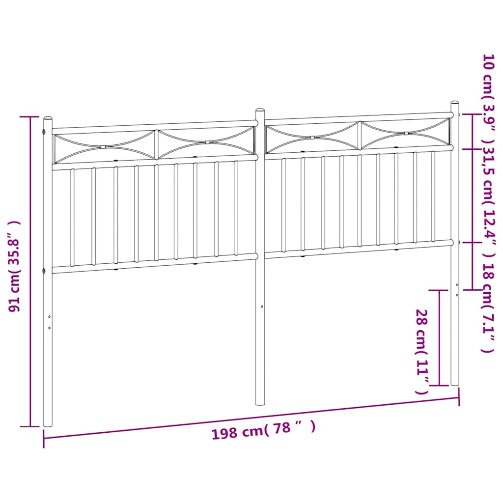 vidaXL Ersatz-Kopfteil Metall Weiß 193 cm