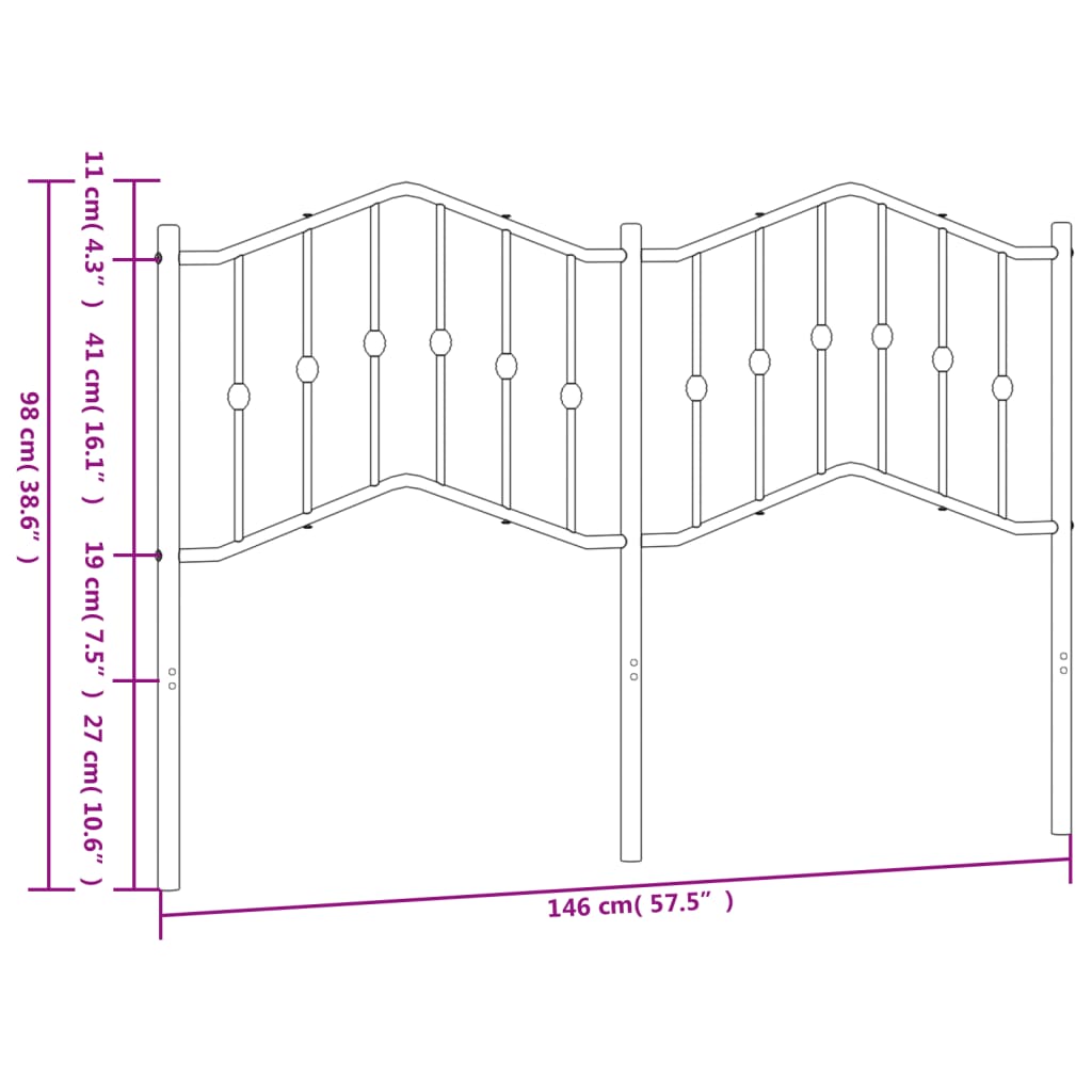 vidaXL Ersatz-Kopfteil Metall Schwarz 140 cm
