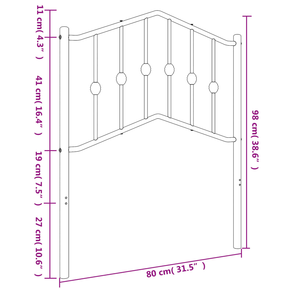 vidaXL Kopfteil Metall Weiß 75 cm