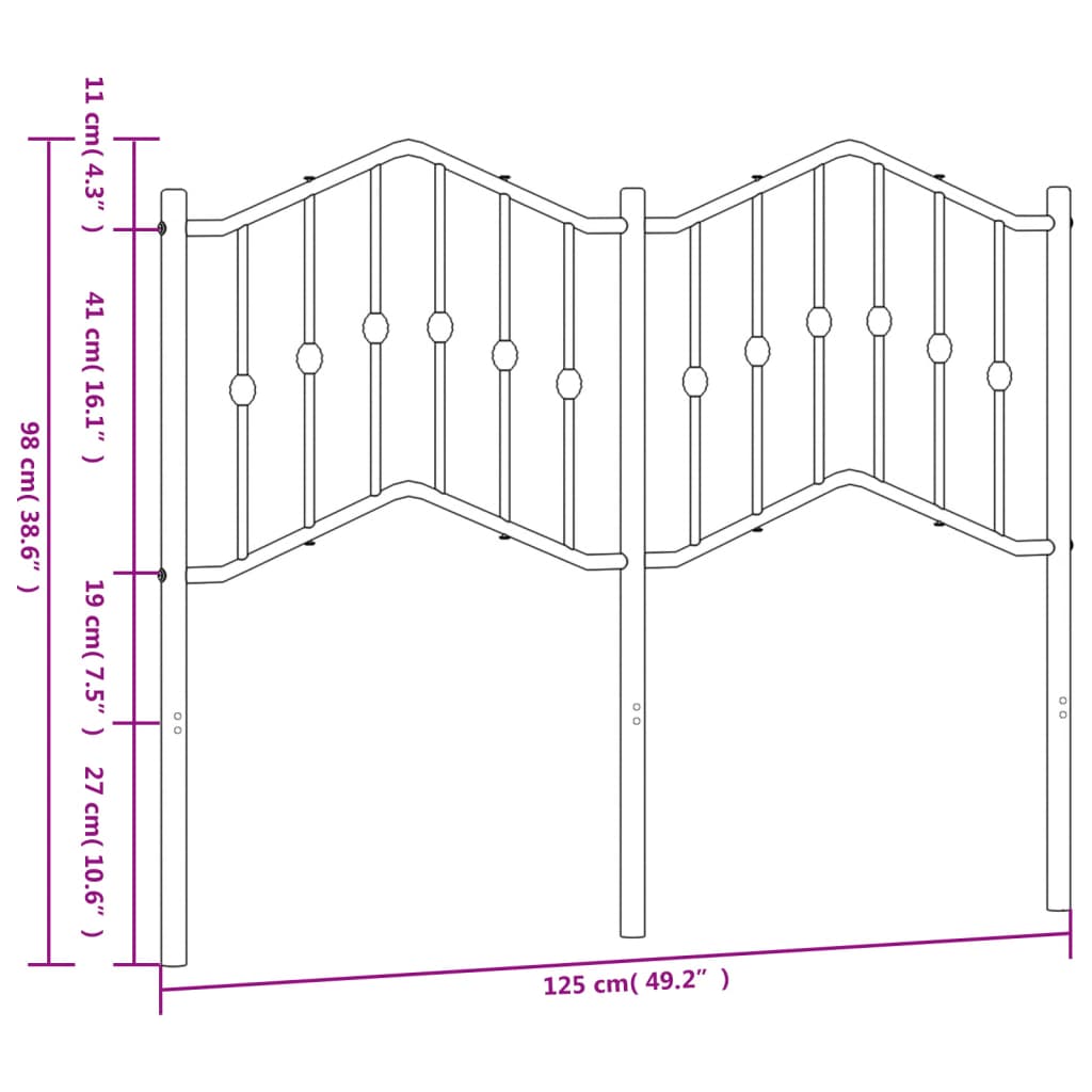 vidaXL Ersatz-Kopfteil Metall Weiß 120 cm