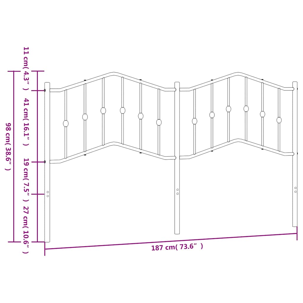 vidaXL Ersatz-Kopfteil Metall Weiß 180 cm