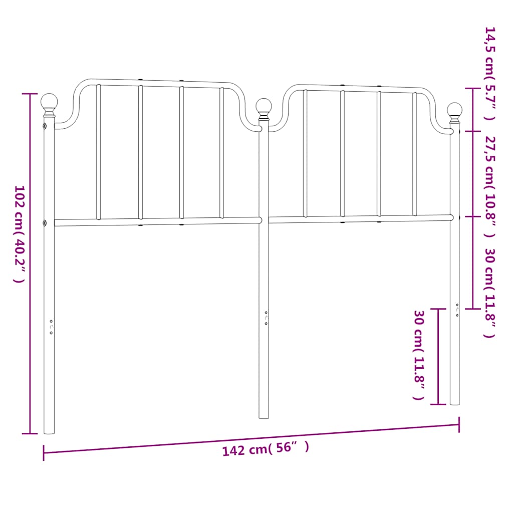 vidaXL Ersatz-Kopfteil Metall Schwarz 135 cm