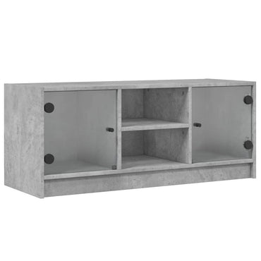 vidaXL TV-Schrank mit Glastüren Betongrau 102x37x42 cm
