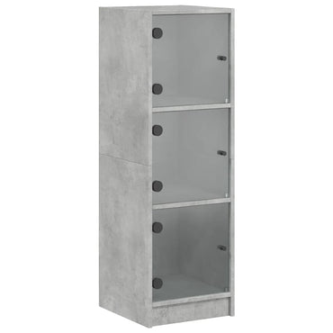 vidaXL Highboard mit Glastüren Betongrau 35x37x109 cm