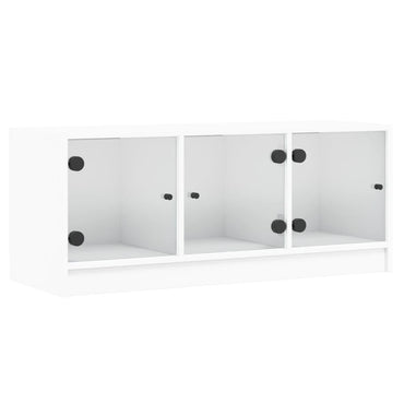 Meuble TV vidaXL avec portes en verre Blanc 102x37x42 cm