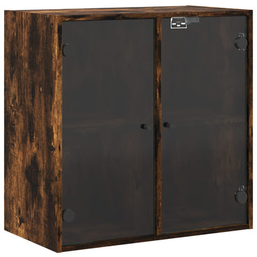 vidaXL Meuble haut mural avec portes vitrées en chêne fumé 68x37x68,5 cm