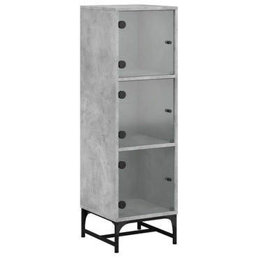 vidaXL Highboard mit Glastüren Betongrau 35x37x120 cm