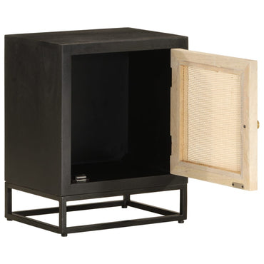 vidaXL Table de chevet Noir 40x30x50 cm Bois de manguier massif et fer