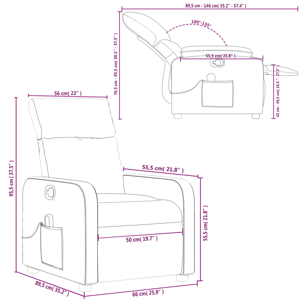 vidaXL Massage-Relaxsessel, Stoff, Dunkelgrau