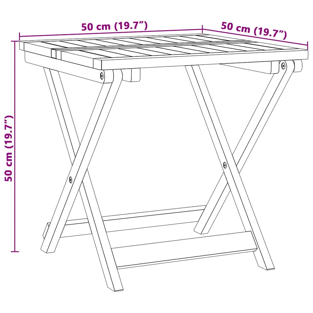vidaXL Gartentisch Klappbar 50x50x50 cm Massivholz Akazie
