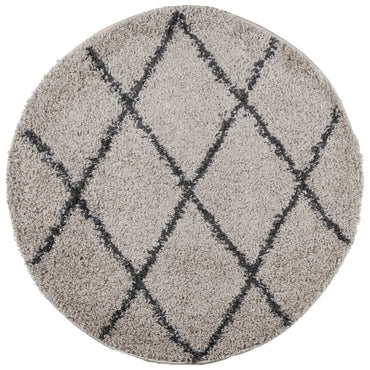 vidaXL Tapis Shaggy PAMPLONA à poils longs moderne beige anthracite Ø 80 cm