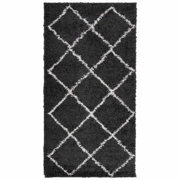 vidaXL Shaggy-Teppich PAMPLONA Hochflor Modern Schwarz Creme 80x150 cm
