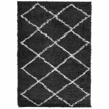 vidaXL Shaggy-Teppich PAMPLONA Hochflor Modern Schwarz Creme 140x200cm