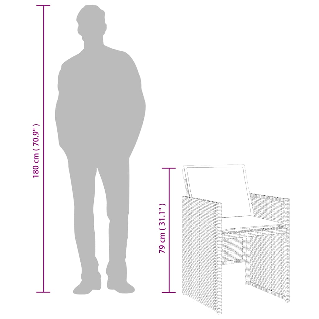 Gartenstühle mit Kissen 4 Stk. Schwarz Poly Rattan