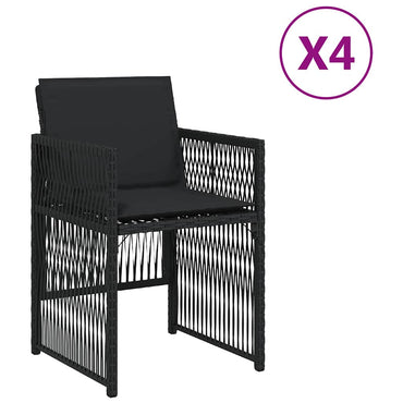 vidaXL Gartenstühle mit Kissen 4 Stk. Schwarz Poly Rattan