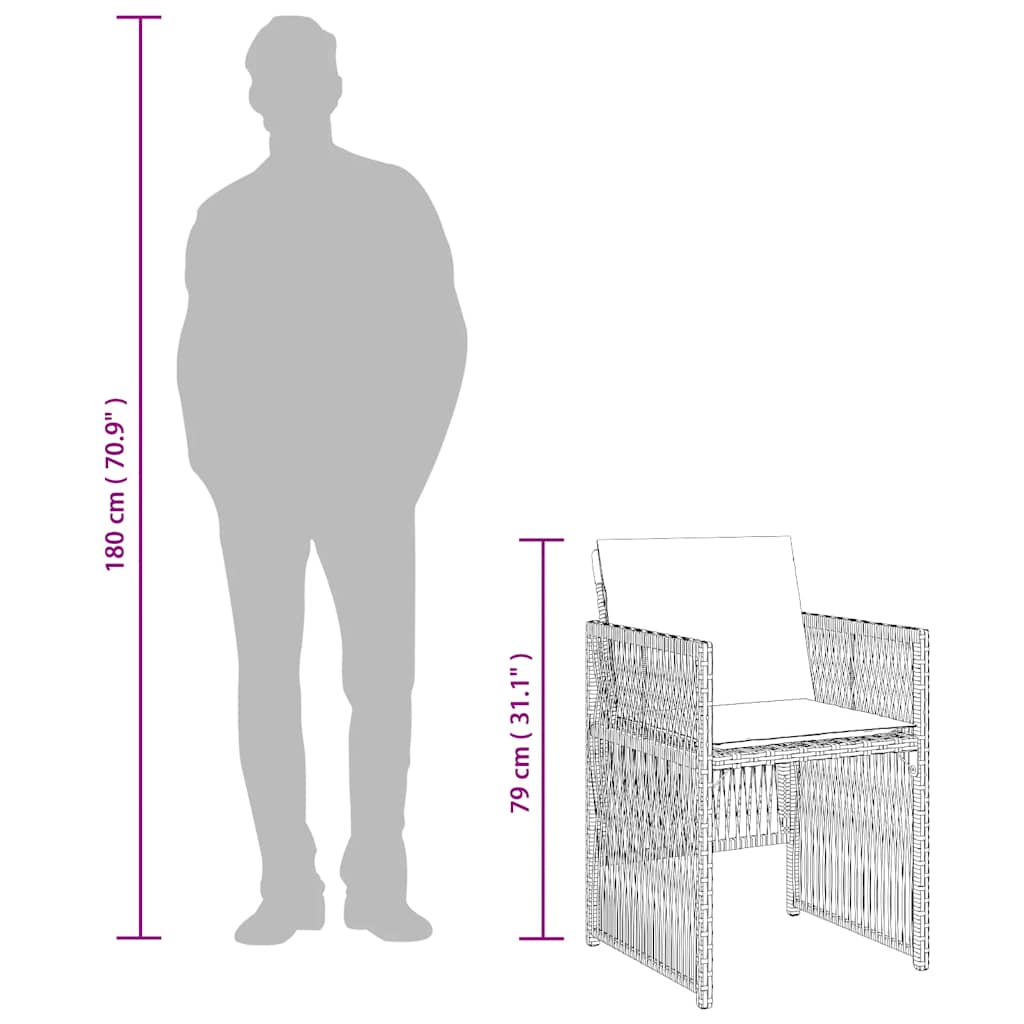 Gartenstühle mit Kissen 4 Stk. Schwarz Poly Rattan