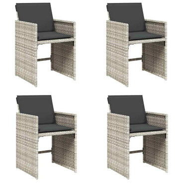 vidaXL Gartenstühle mit Kissen 4 Stk. Hellgrau Poly Rattan