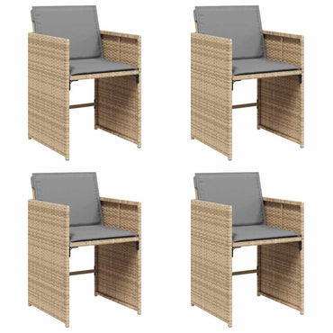 vidaXL Gartenstühle mit Kissen 4 Stk. Beigemischung Poly Rattan