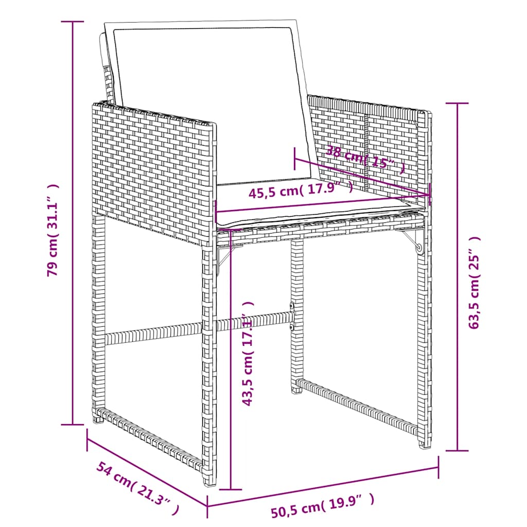 vidaXL Chaises de jardin avec coussins 4 pcs Gris résine tressée