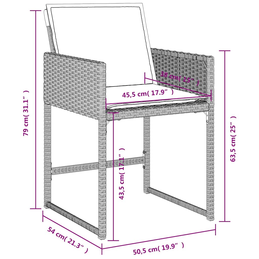 vidaXL Gartenstühle mit Kissen 4 Stk. Hellgrau Poly Rattan