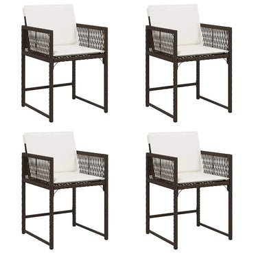 vidaXL Gartenstühle mit Kissen 4 Stk. Braun Poly Rattan