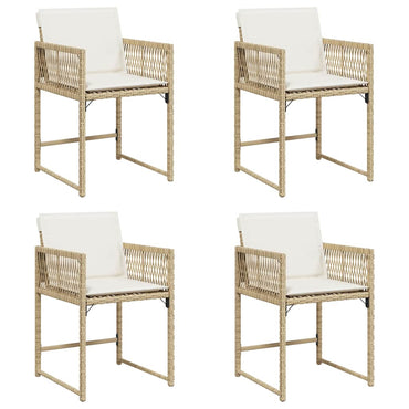 vidaXL Gartenstühle mit Kissen 4 Stk. Beige Poly Rattan