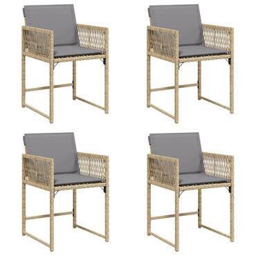 vidaXL Gartenstühle mit Kissen 4 Stk. Beigemischung Poly Rattan