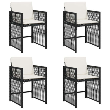 vidaXL Gartenstühle mit Kissen 4 Stk. Schwarz Poly Rattan